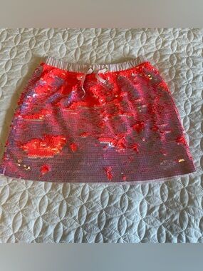 Crewcuts Pink and Red Sequin Mini Skirt